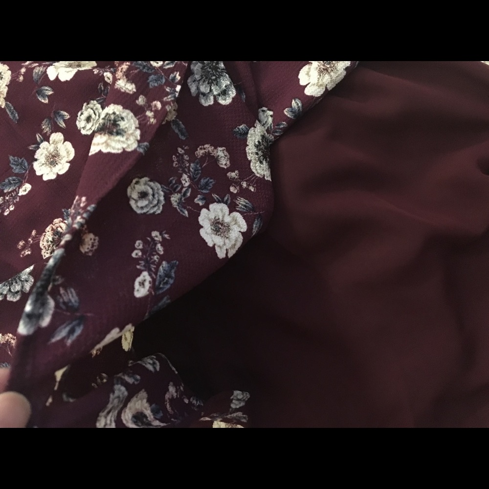 Burgundy V-Neck Swing Dress - Picture 8 of 8